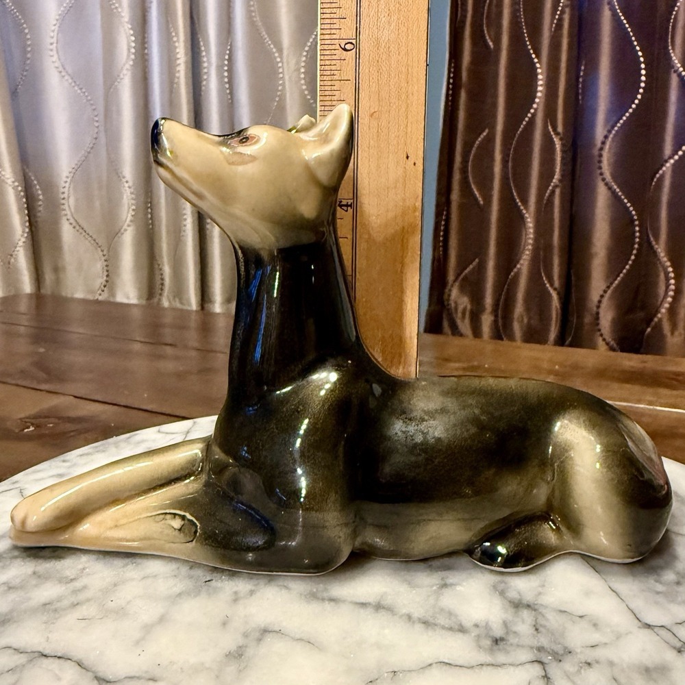 VTG 60s MCM Doberman Pinscher Dog Ceramic Figure Figurine Hand-Painted Brazil - Picture 7 of 8